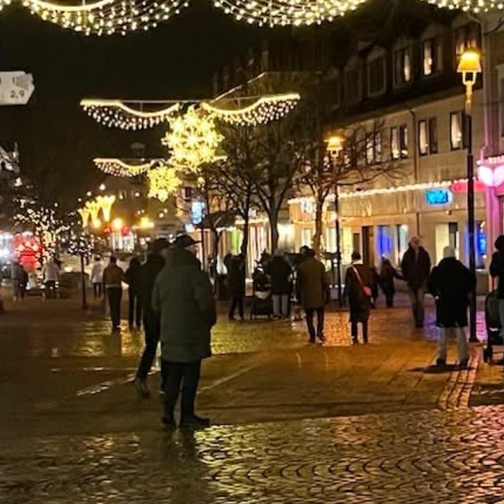 folk i city på julen
